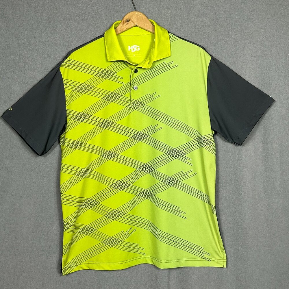 High 5 Golf H5G Golf Polo Men's Size Medium Green and Grey Geometric Design